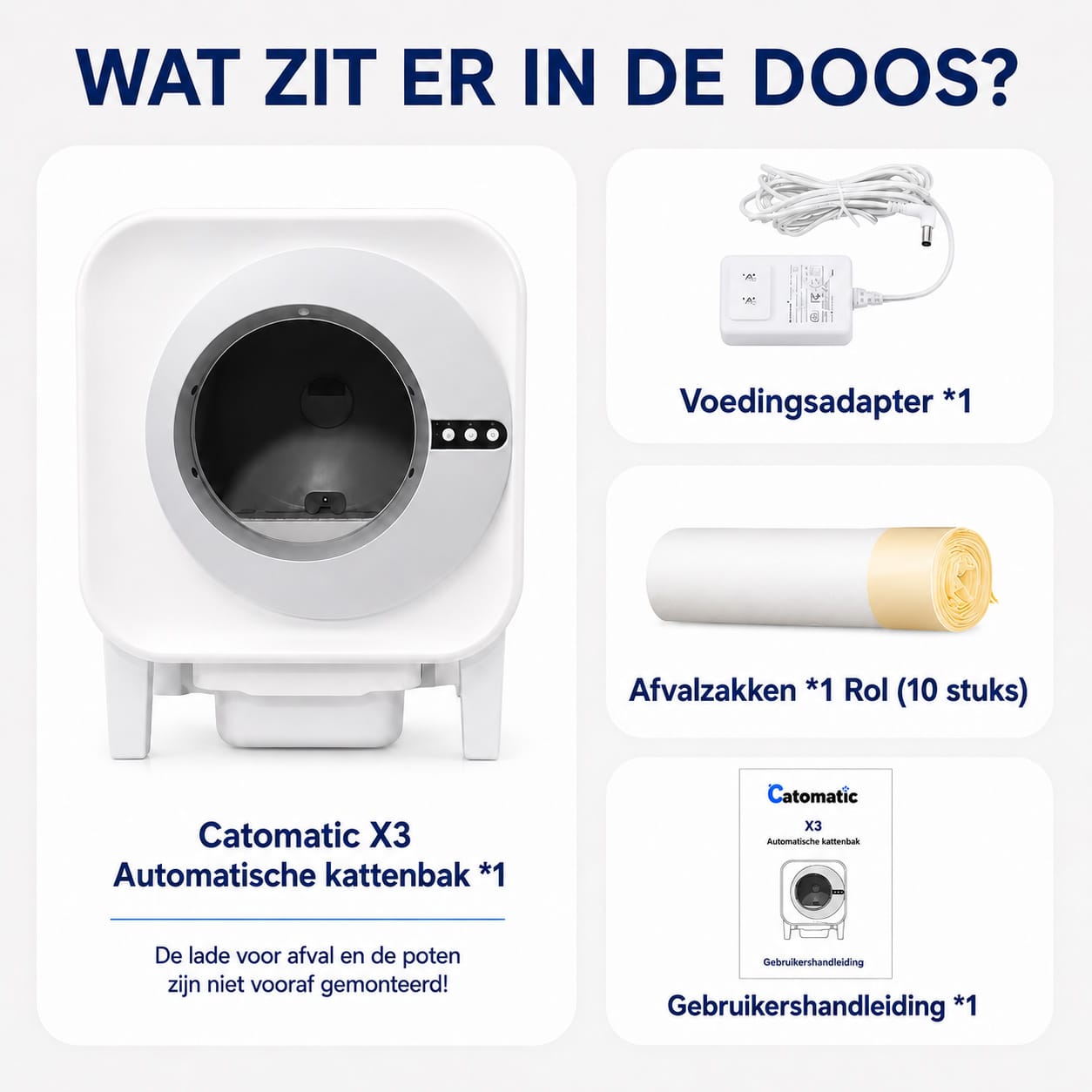 Catomatic X3 inhoud verpakking Catomatic X3 inhoud verpakking